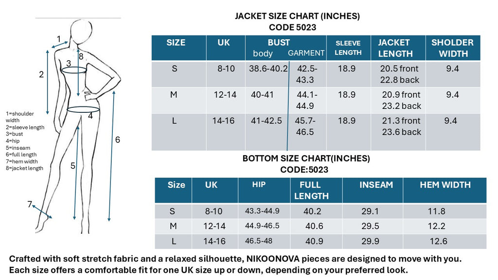 NIKOONOVA Women's Zip-Up Hoodie Tracksuit Set- CODE:5023- Soft Cotton Loungewear in Black & Charcoal Grey