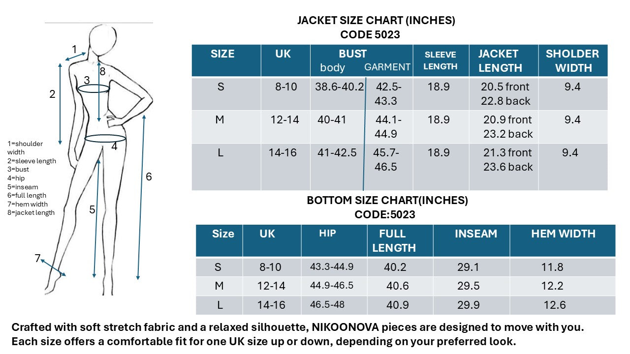 NIKOONOVA Women's Zip-Up Hoodie Tracksuit Set- CODE:5023- Soft Cotton Loungewear in Black & Charcoal Grey