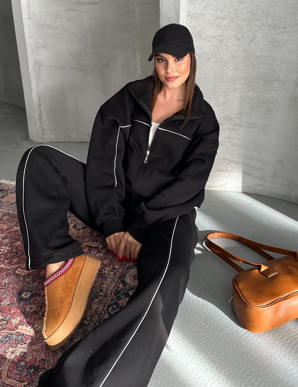 NIKOONOVA Women’s Colour Line Zip Tracksuit -CODE 5021- Premium Cotton Stretch Co-ord Set.