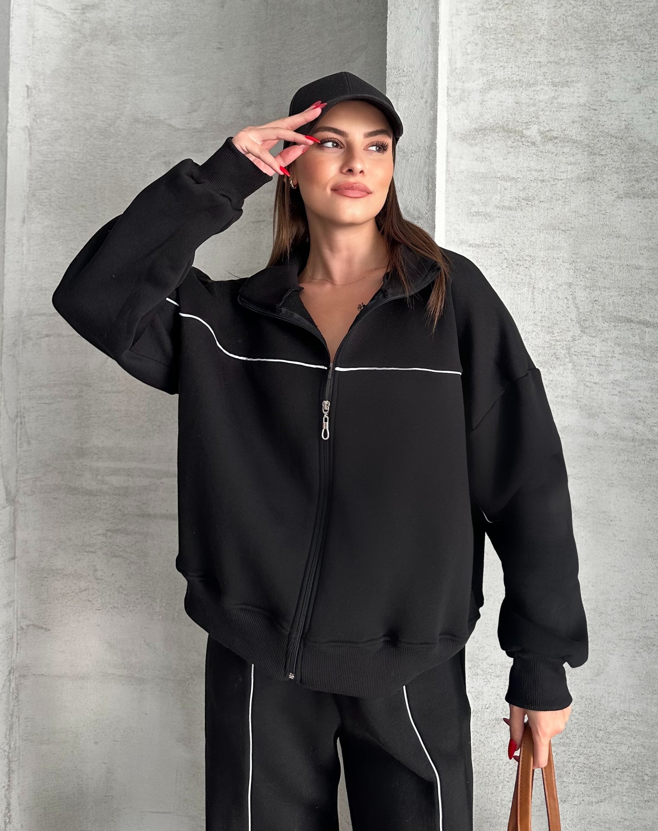 NIKOONOVA Women’s Colour Line Zip Tracksuit -CODE 5021- Premium Cotton Stretch Co-ord Set.