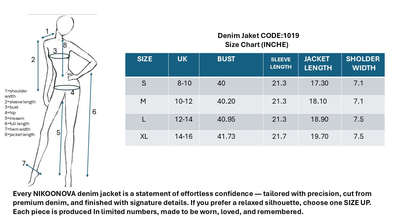 NIKOONOVA Women’s Rhinestone Cropped Denim Jacket – Sparkly Light Blue Long Sleeve Coat CODE 1019