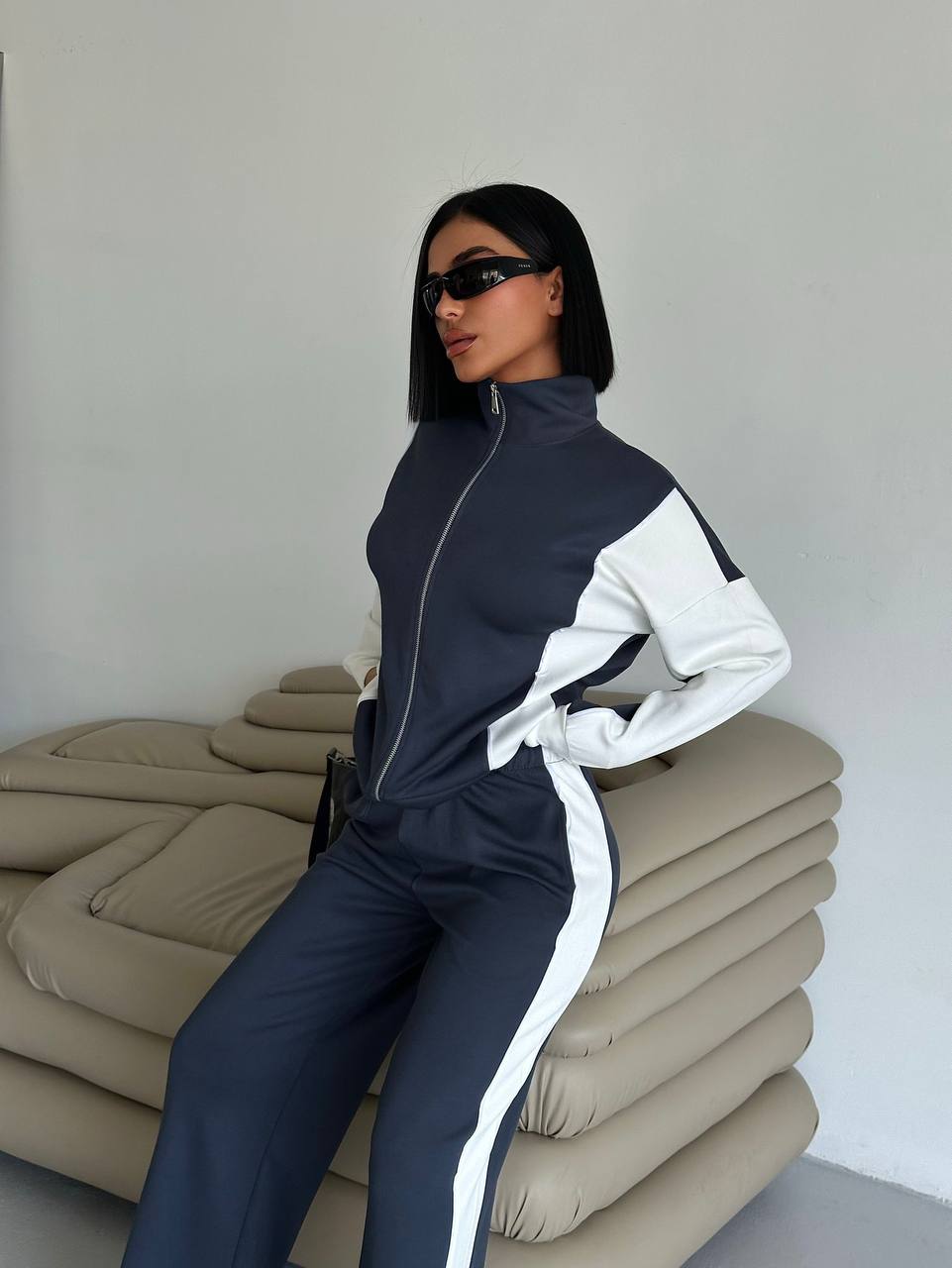 Women’s Colour Block Zip Tracksuit | NIKOONOVA Co-ord Set-CODE:5024