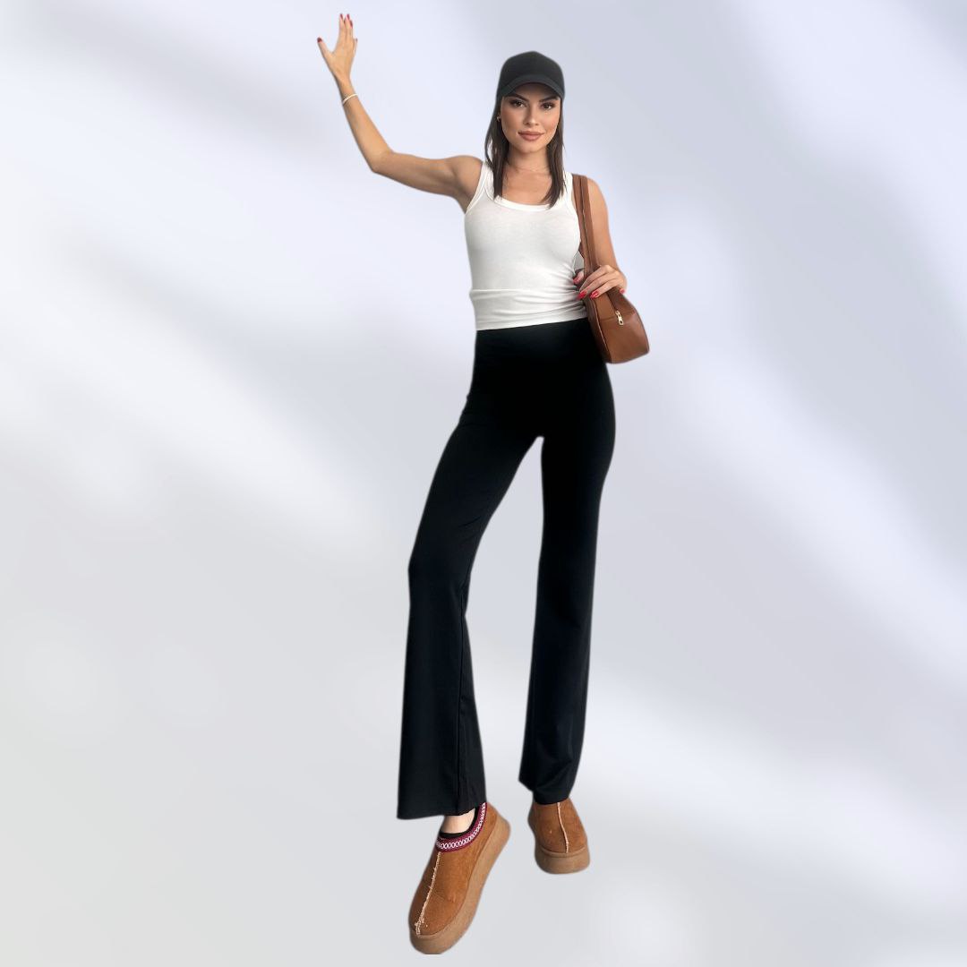 NIKOONOVA Women’s High-Waist Stretch Flared Leggings | Soft Daily Yoga Pants – Code 2010