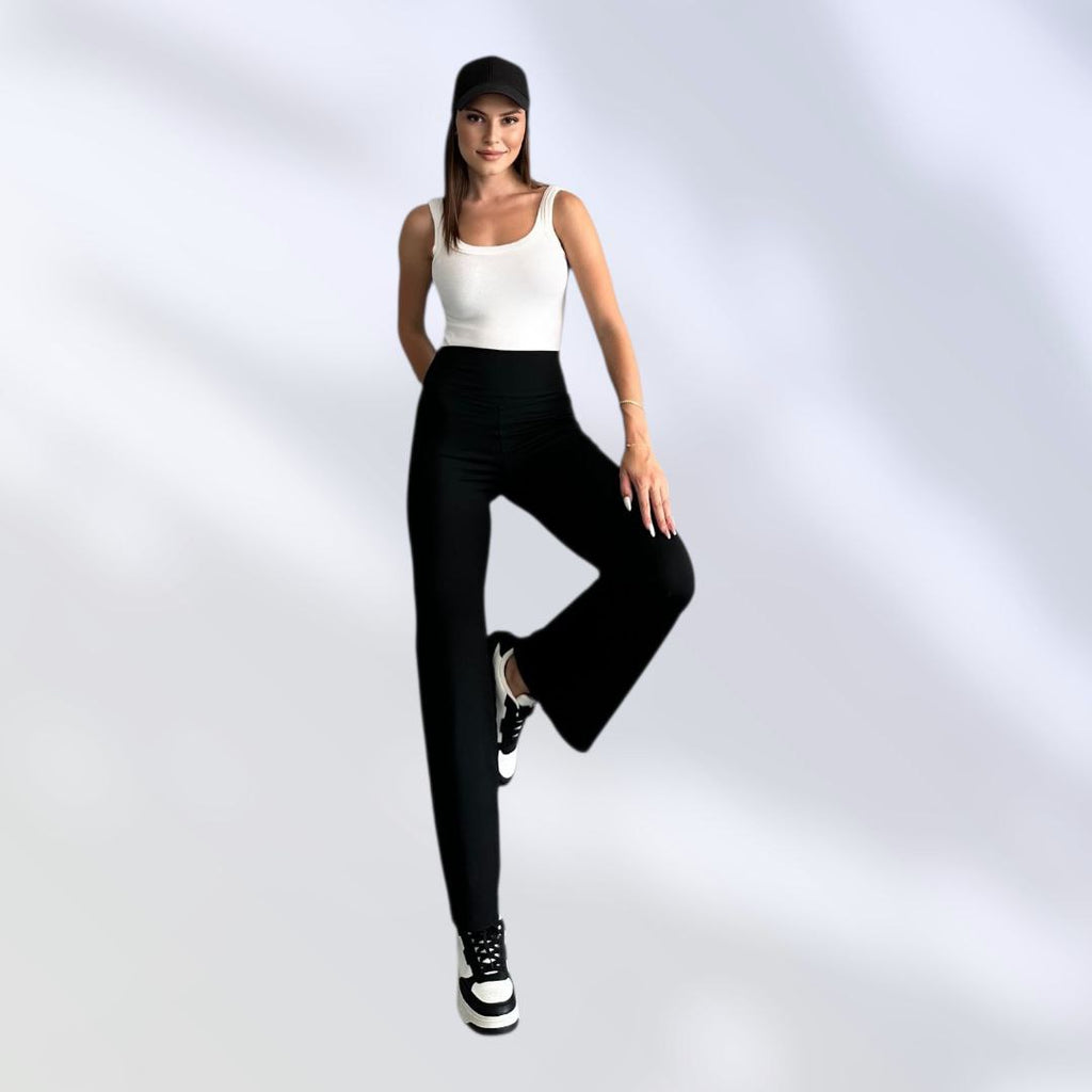 NIKOONOVA Women’s High-Waist Stretch Flared Leggings | Soft Daily Yoga Pants – Code 2010