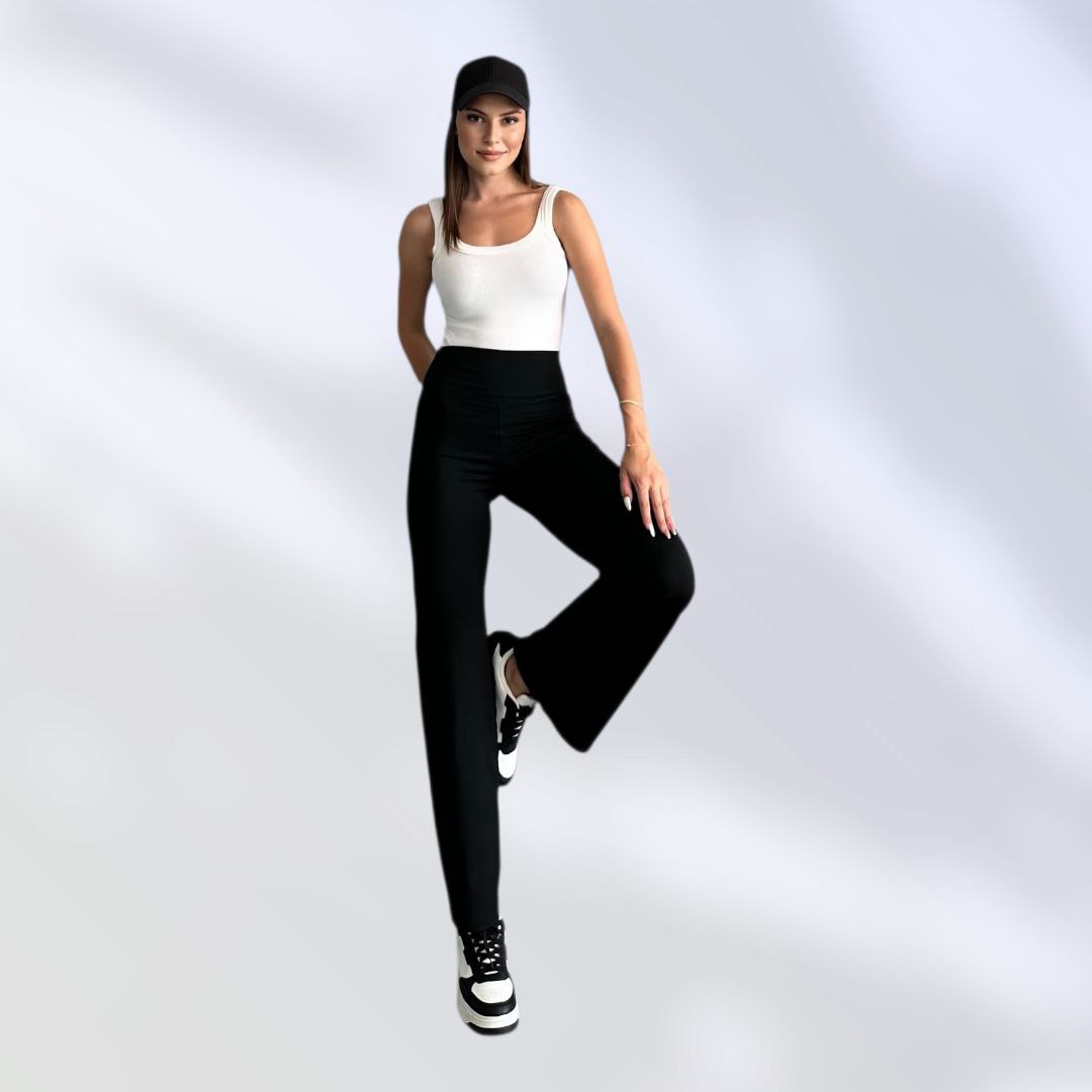 NIKOONOVA Women’s High-Waist Stretch Flared Leggings | Soft Daily Yoga Pants – Code 2010