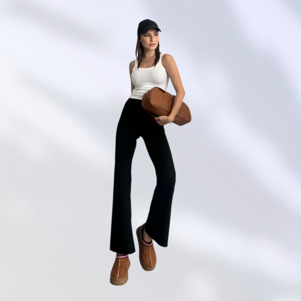 NIKOONOVA Women’s High-Waist Stretch Flared Leggings | Soft Daily Yoga Pants – Code 2010