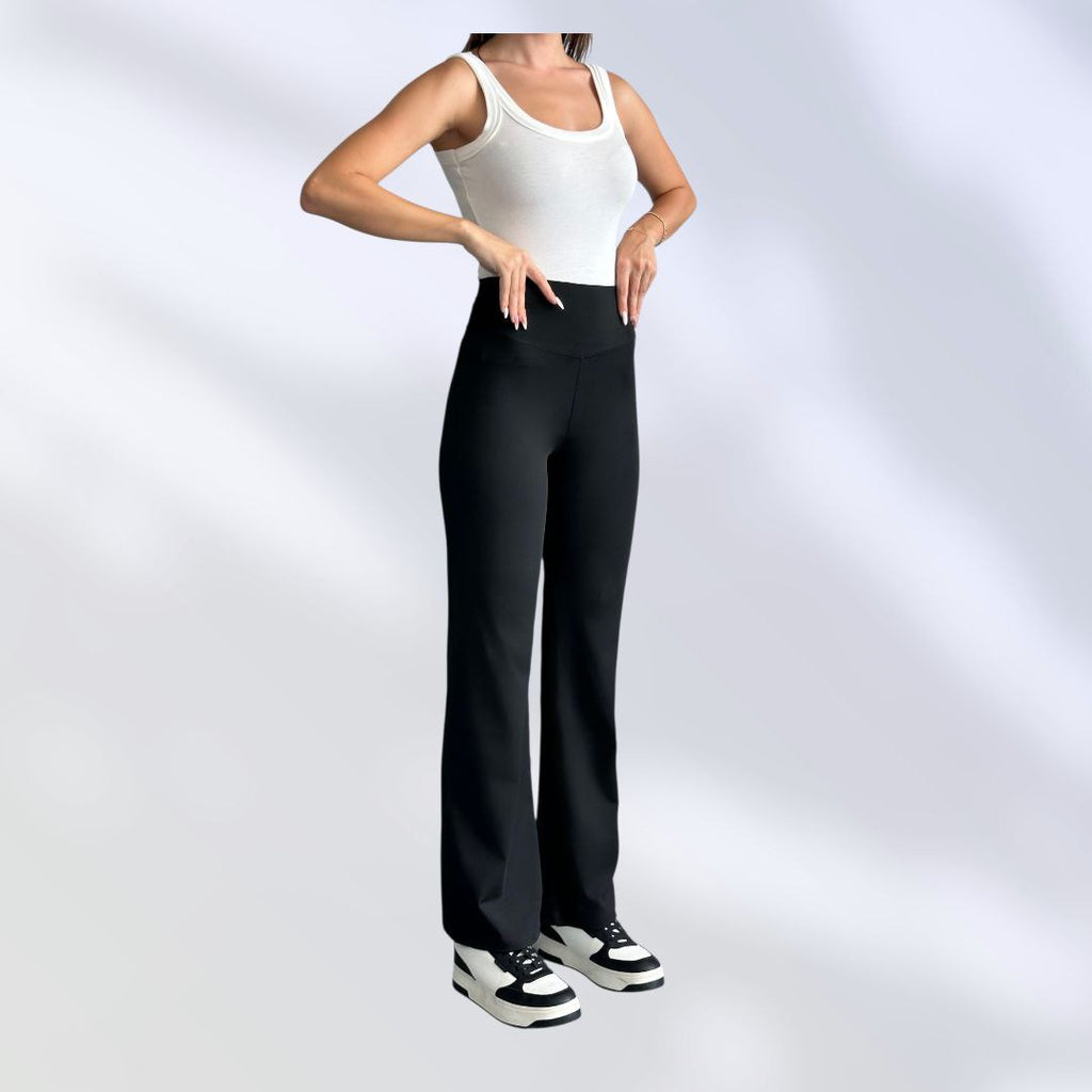 NIKOONOVA Women’s High-Waist Stretch Flared Leggings | Soft Daily Yoga Pants – Code 2010