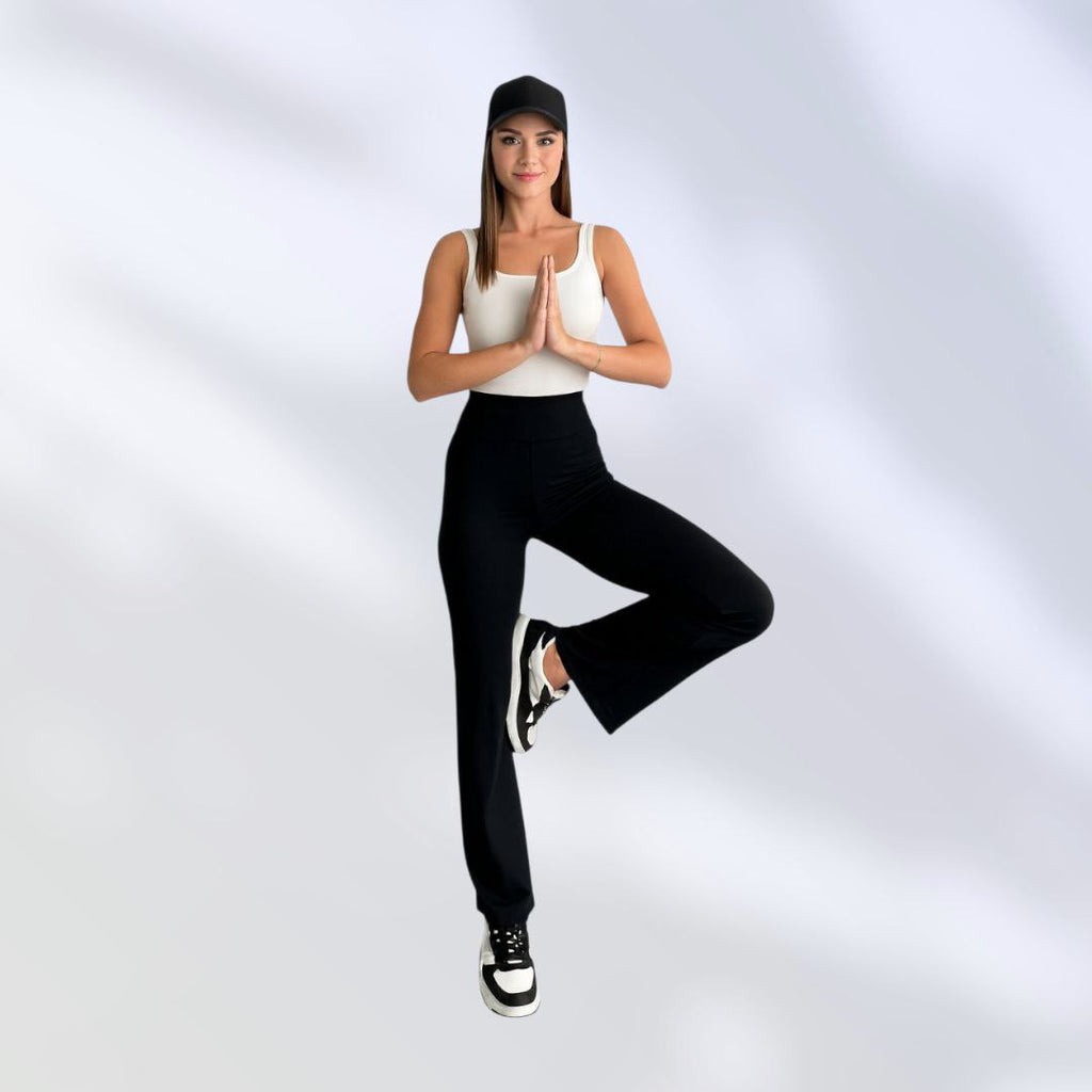 NIKOONOVA Women’s High-Waist Stretch Flared Leggings | Soft Daily Yoga Pants – Code 2010