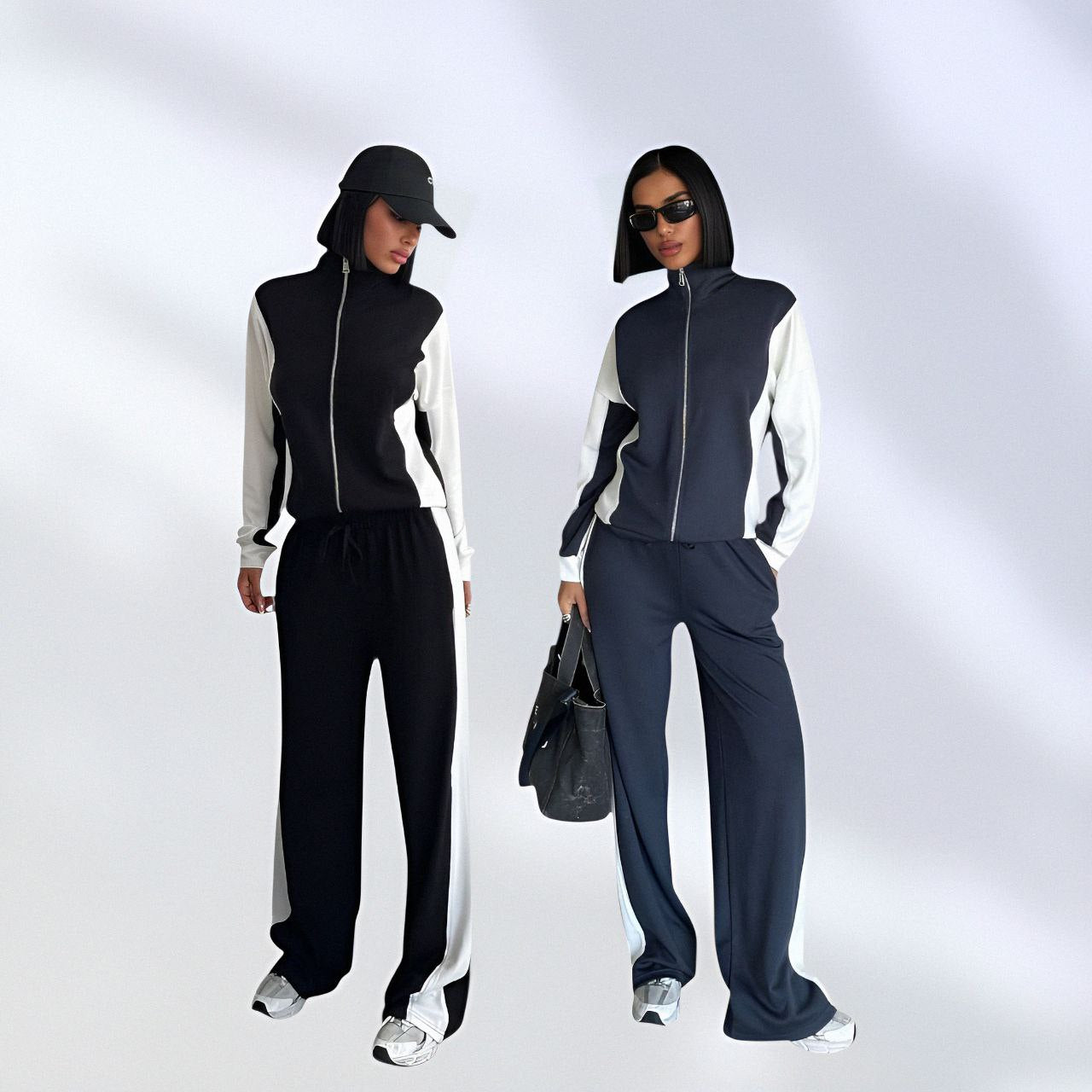 Women’s Colour Block Zip Tracksuit | NIKOONOVA Co-ord Set-CODE:5024