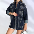 NIKOONOVA Women’s Rhinestone Denim Jacket – Oversized Crystal Embellished Jean Coat ( CODE:1017)