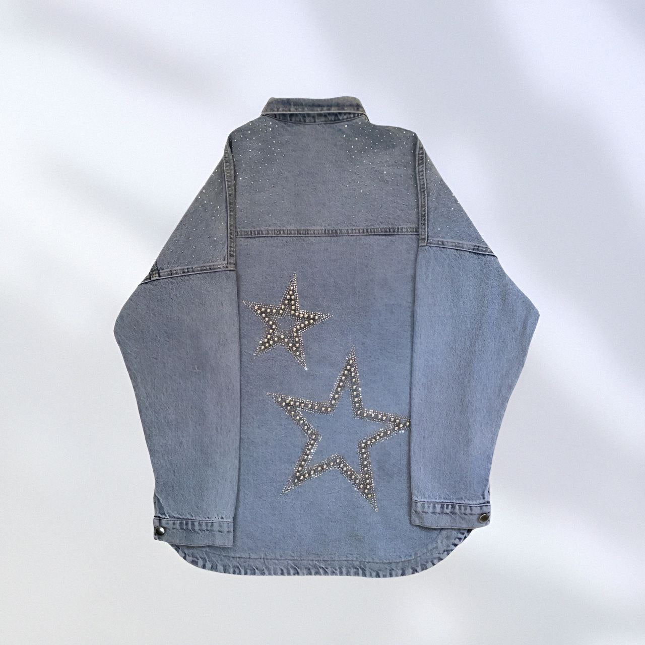 NIKOONOVA Star Rhinestone Denim Jacket ✨ Oversized Crystal Jean Coat for Women (Model 1016)